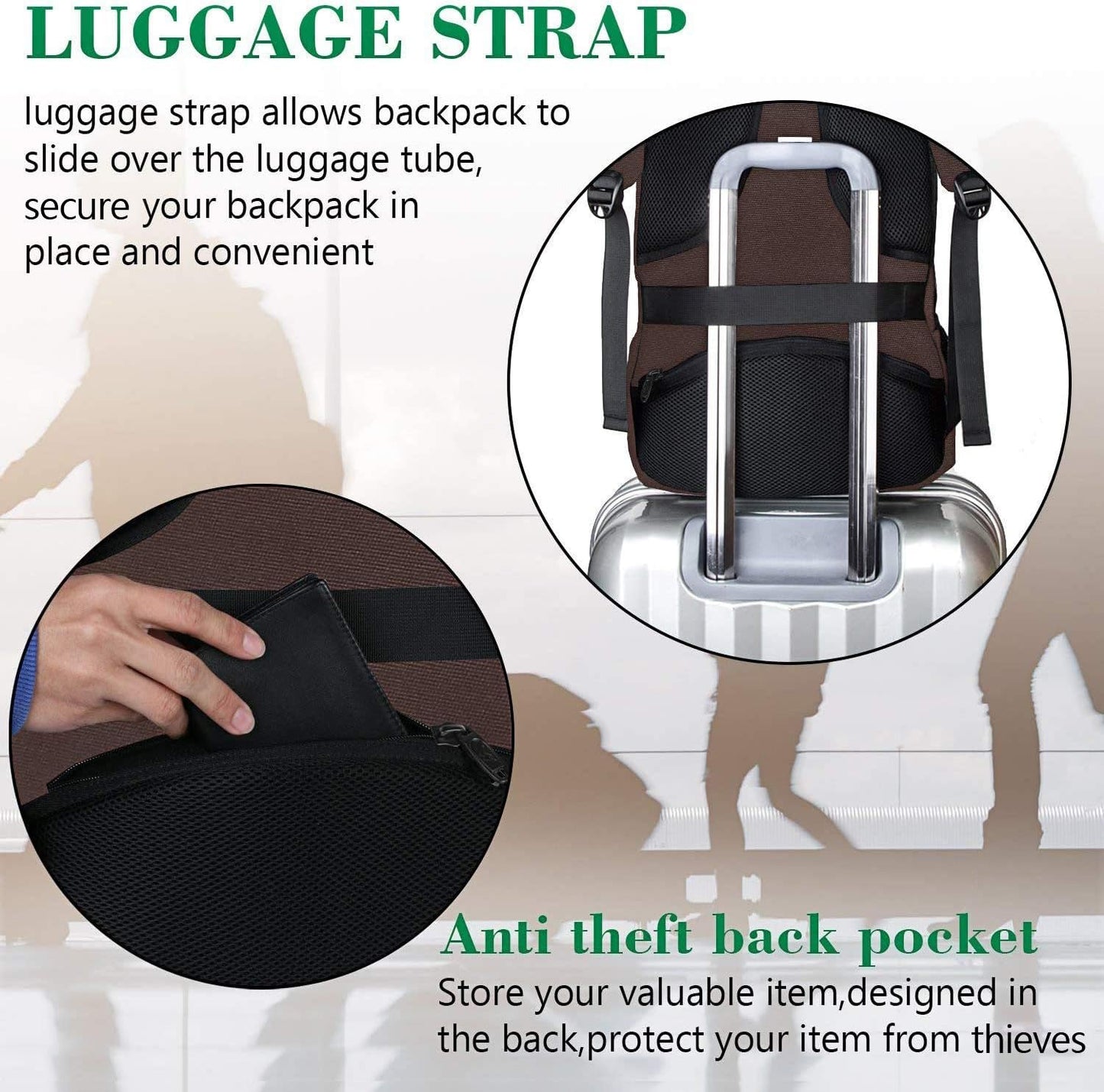 MATEIN 15-inch Laptop Backpack, School Backpack with USB for Men Women and College Student, Sturdy Laptop Bag for Laptop Accessories Water Resistant Travel Backpack Functional Birthday Gifts