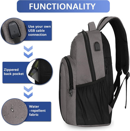 LARIPOP Extra Large Backpack,17.3 Inch Business Laptop backpack for Men Women with USB Charging Port,Water-Resistant Laptopack Weekender Daypack for Work College Computer