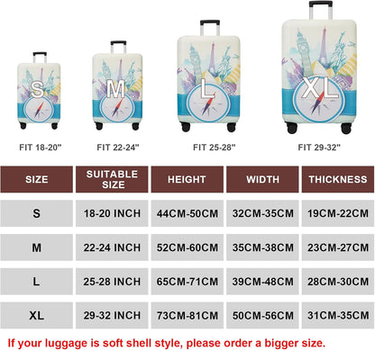 WUJIAONIAO Travel Luggage Cover Baggage Suitcase Cover Protector Skins 18-32 Inch (compass, S (for 18-20 inch luggage))
