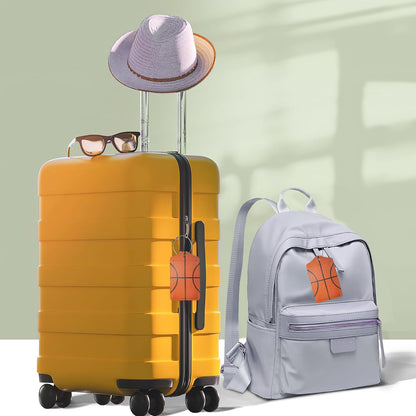 2 Pcs Basketball Texture Luggage Tags,Cruise Luggage Tag with Privacy Flap,Name Id Label and Steel Loop for Women Men Travel Bag Suitcase