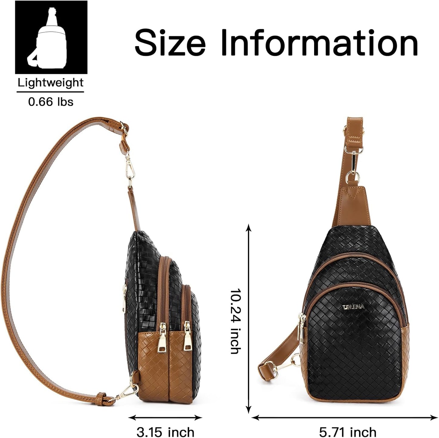 Telena Small Sling Bag for Women Leather Crossbody Fanny Packs Chest Bag for Women