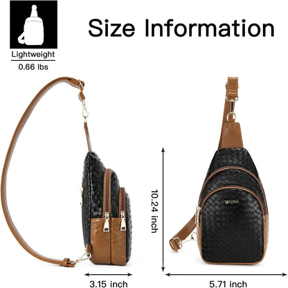 Telena Small Sling Bag for Women Leather Crossbody Fanny Packs Chest Bag for Women