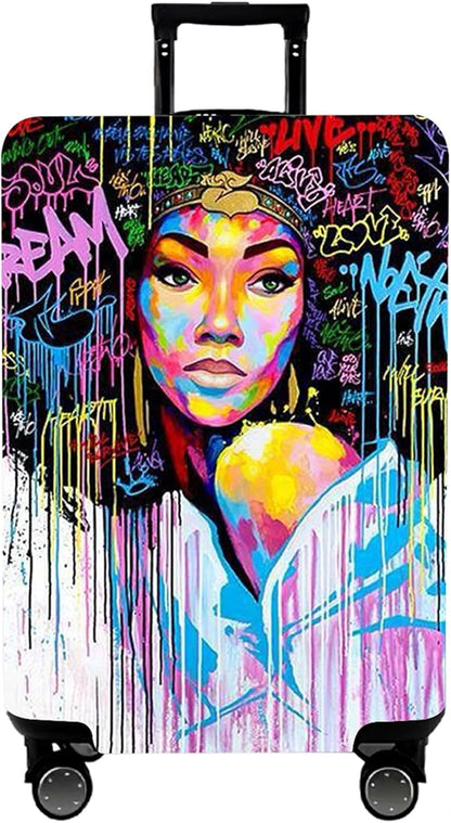 WUJIAONIAO Travel Luggage Cover Baggage Suitcase Cover Protector Skins 18-32 Inch (Graffiti A8, L (for 25-28 inch luggage))