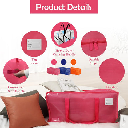 6 Pack Heavy Duty Extra Large Moving Bags with Handles, Waterproof Foldable Storage Totes, Clothing Storage Bags, Packing Moving Boxes for College Supplies & Seasonal Storage, Multicolor