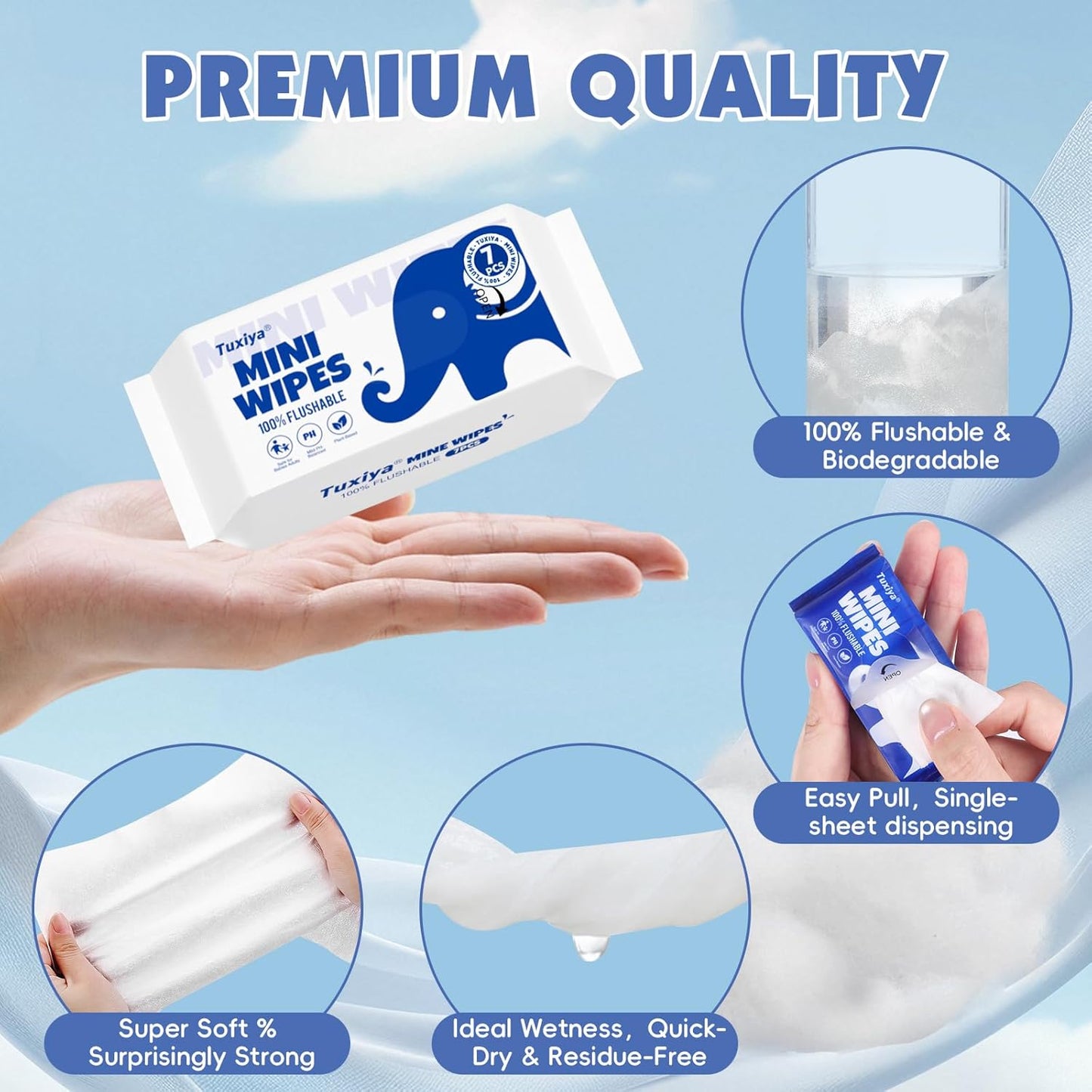 72 PackTravel Flushable Wipes with Aloe & Vitamin E,Impossibly Compact 7 Wipe Per Pack Mini Travel Adult Wet Wipe,Hypoallergenic & Fragrance-Free Skin-Friendly Flushable Wet Wipe (504 Total Wipes)