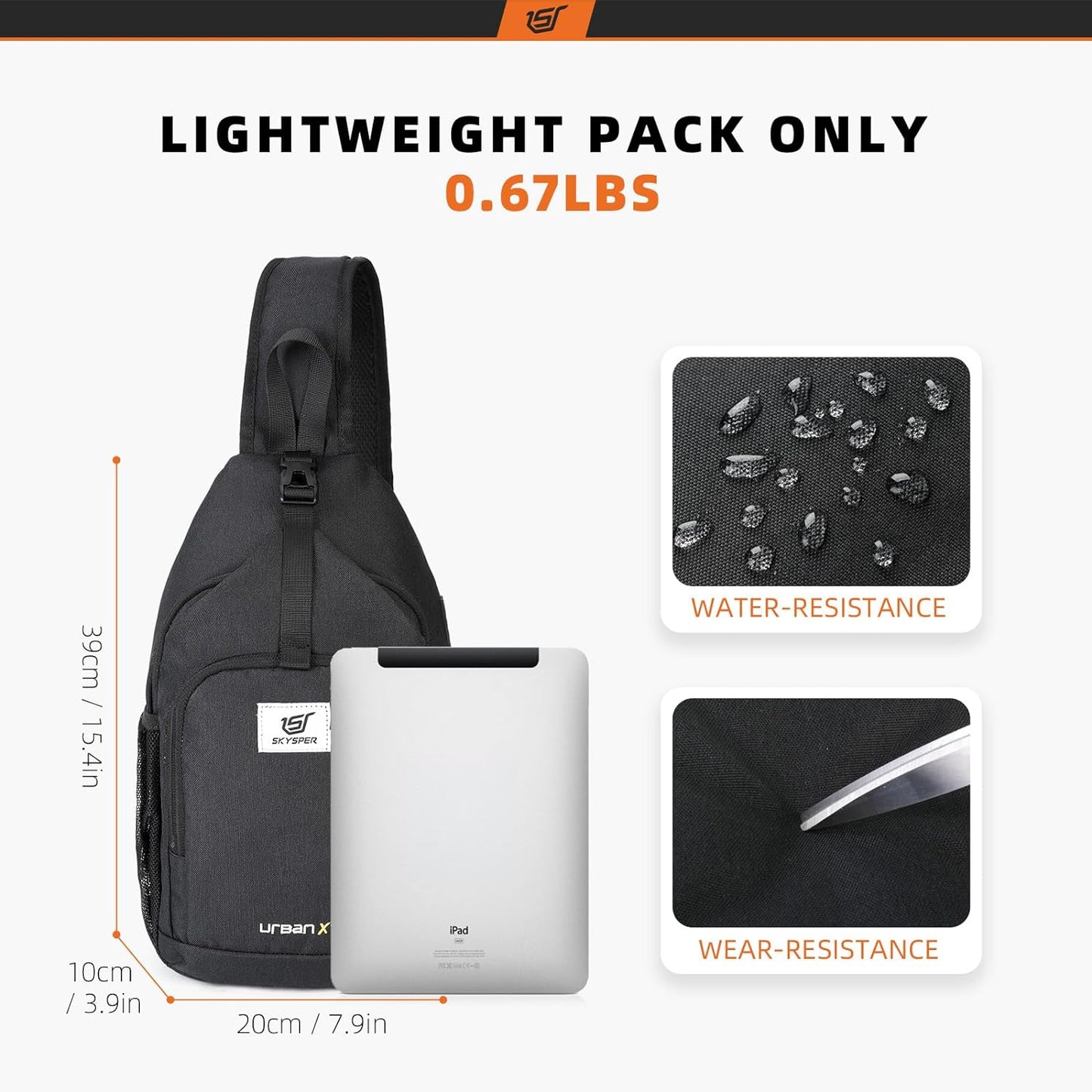 SKYSPER Sling Bag RFID Crossbody Sling Backpack Cross Body Shoulder Bag Travel Hiking Daypack for Women Men