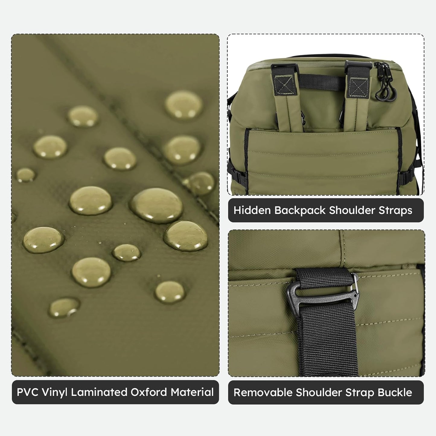 86L 30” Folding Duffle Backpack with 2 Wheels,Travel Bag with Separate Shoe Compartment,Army Green