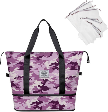 NPBAG Women Travel Duffel, Multi Functional Large Expandable Weekender Carry-on Tote, Gym Workout Overnight Bag, Mommy Hospital Bag for Labor and Delivery