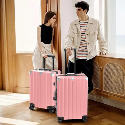 Krute Luggage 24 Inch Aluminum Frame Zipperless Suitcase with Spinner Wheels Checked Luggage PC+ABS Lightweight Hardshell