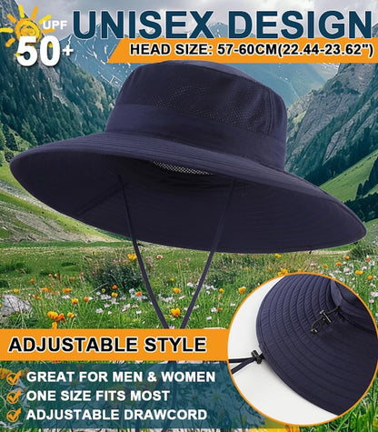 Home Prefer UPF50+ Mens Sun Hat Wide Brim Fishing Hat Foldable Large Brim UV Protection Sun Hat for Men Women Beach Gardening