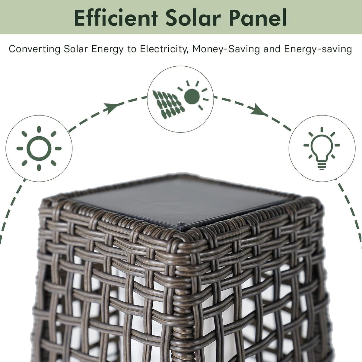 Grand patio Solar Outdoor Floor Lamp Solar Powered Lantern Water-Resistant Wicker Deck Light for Garden Porch Deck-Large Fuji 2 PCS, Dark Brown