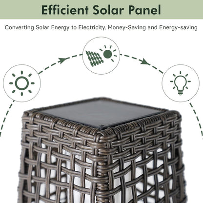 Grand patio Solar Outdoor Floor Lamp Solar Powered Lantern Water-Resistant Wicker Deck Light for Garden Porch Deck-Large Fuji 2 PCS, Dark Brown