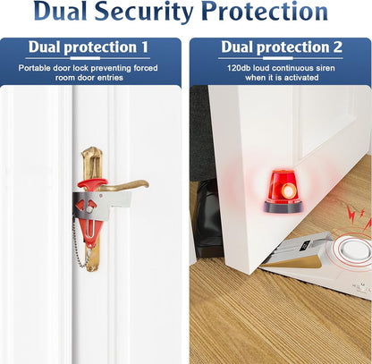 KERUI Door Stop Alarm & Portable Door Lock, Dual Protection Security Door Stopper Wedge Alarm with 3 Levels Sensitivity, Door Security Devices for Travel Hotel Home Apartment (2 Pack)