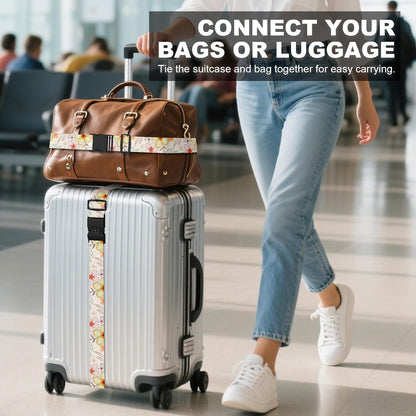 2 Pack Luggage Straps, Adjustable Cute Printing with Combination Lock Luggage Straps for Women Men Travel School Business Trips-Flowers