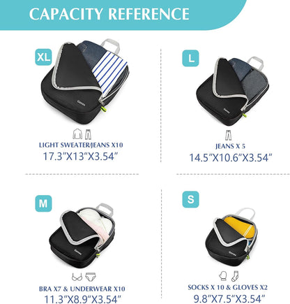 Gonex Compression Packing Cubes, 3pcs/4pcs Expandable Storage Travel Luggage Bags Organizers