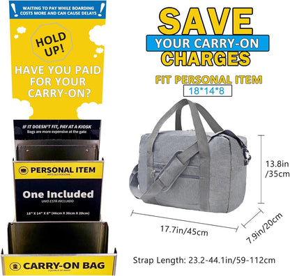 For Spirit Airlines Personal Item Bag 18x14x8 in Underseat Carry-on Luggage foldable Travel Duffle Bag for Airplanes(30L, Dark Grey)