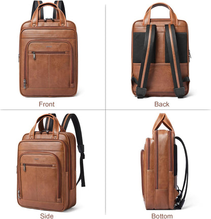 Shrrie 15.6" Laptop Backpack,Business Work Backpack Briefcase,Durable Computer Backpack for Office,Travel,College,Two-toned Brown
