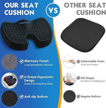 TushGuard Seat Cushion for Office Chair Memory Foam Non-Slip Desk Seat Cushion - Image 4
