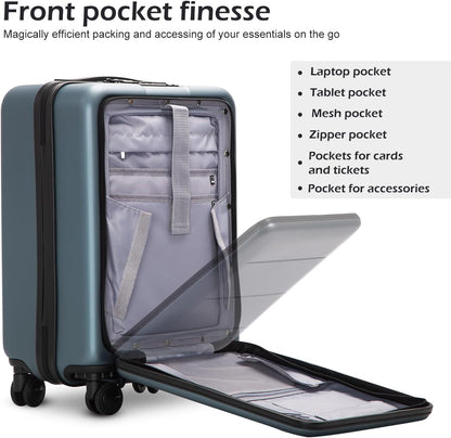 COOLIFE Luggage Suitcase Piece Set Carry On ABS+PC Spinner Trolley with pocket Compartmnet Weekend Bag(Titanium gray, 2-piece Set)