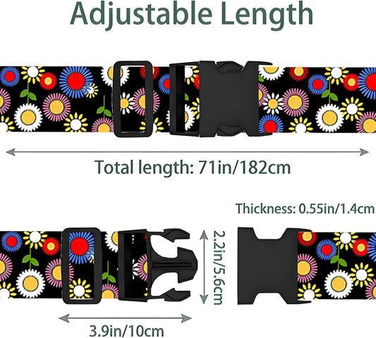 Sunflowers Luggage Straps for Suitcases, Adjustable Luggage Travel Belt to Keep Luggage Security While Travel, Strong Polyester Fabric, Easy-to-Recognize Stylish Design Travel Essentials, 2 Pack
