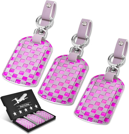 Luggage Tags for Suitcases Travel Accessories: Leather Luggage Tag 3 Pack TSA Approved Airplane Travel Essentials for Women, Bag Tags for Luggage Long Flight Must Haves Travels Gift Airport Essentials