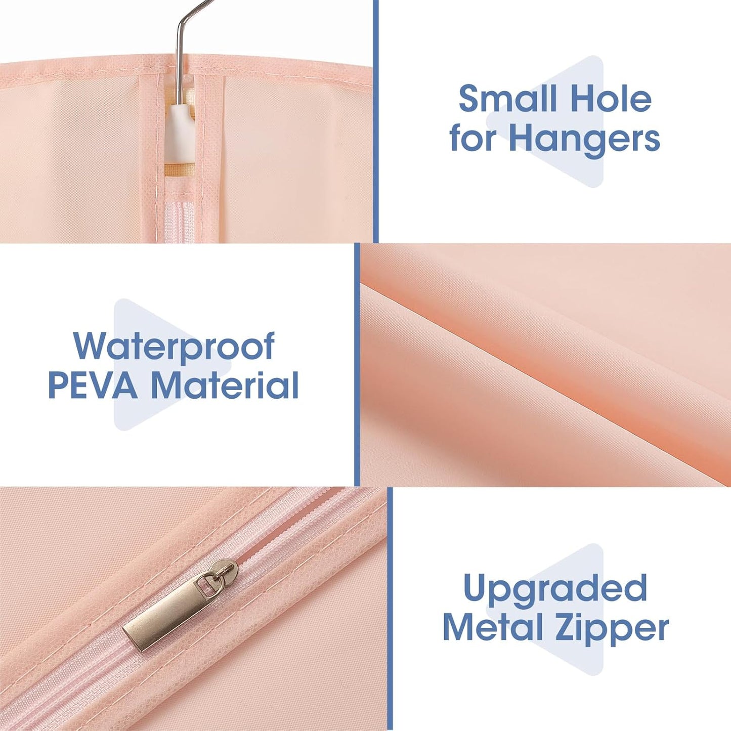 43" Suit Bags for Closet Storage and Travel, Pink Garment Bags for Hanging Clothes, Women’s Suit Cover Bags with Clear Window for Coats, Jackets, Shirts(2 Pack)