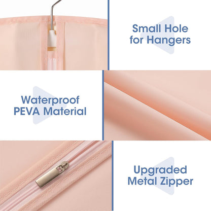 43" Suit Bags for Closet Storage and Travel, Pink Garment Bags for Hanging Clothes, Women’s Suit Cover Bags with Clear Window for Coats, Jackets, Shirts(2 Pack)