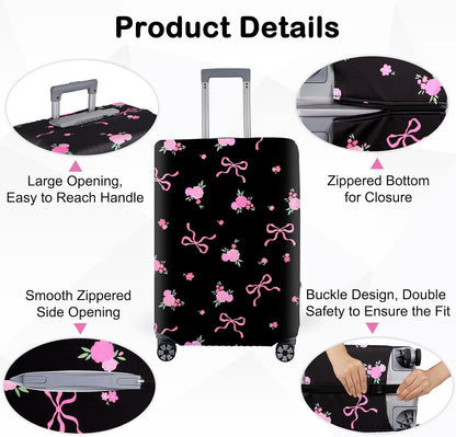 Pink Dino Suitcase Luggage Cover, Thick Suitcase Cover for Carry on Luggage Protector Fits 18-30 Inch Case
