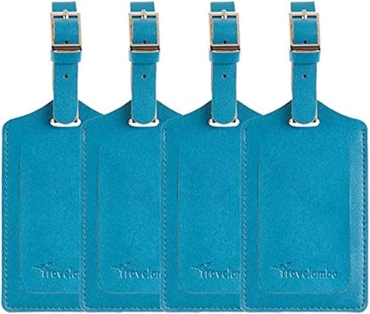 Travelambo Luggage Tags for Suitcases PU Leather Travel Tags Bag Tags Privacy Protection Travel Essentials