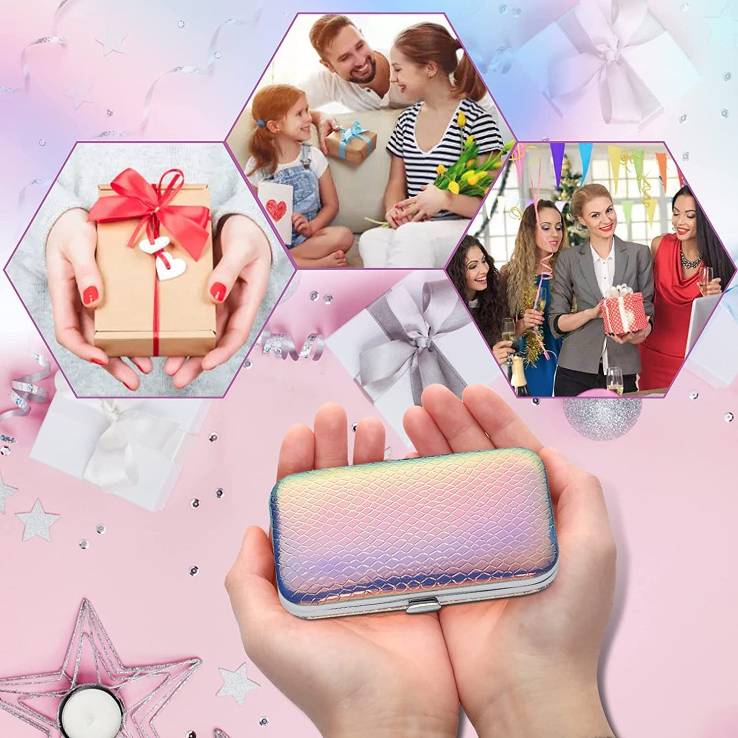 Aceoce Manicure Set Women Nail Clippers Professional Manicure Pedicure Kit Stainless Steel Nail Cutters Grooming Kit Personal Care Tools with Travel Case Gift for Women Gradual Purple