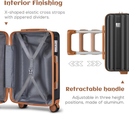 imiomo Luggage Sets 3 Piece,Expandable Hardside Suitcase Set with Spinner Wheels,Lightweight Travel Luggage set with TSA Lock（20/24/28,Black）