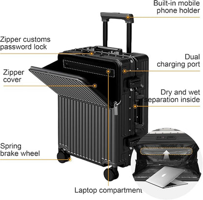 2-Piece Hardshell Zipperless Luggage Set, 20/26" Aluminum Frame Hardshell - Image 3