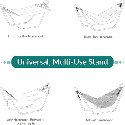 Sunnydaze Universal Double Hammock Stand Only - 550-Pound Capacity - Heavy-Duty Hammock Stand for Outside - Fits 9 to 14 Foot Hammocks - Green