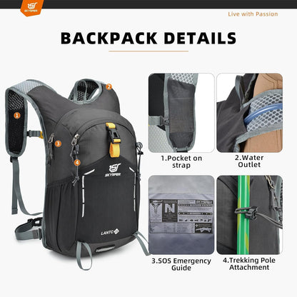 SKYSPER Small Hiking Backpack - 25L Travel Daypack Lightweight Bag Water Resistant Hiking Backpacks for Women Men