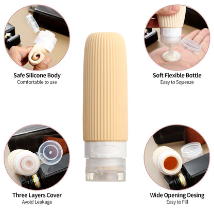 16 Pack Travel Bottles for Toiletries, 6oz Silicone, Leak Proof, Reusable, Oval, Perfect for Travel, Vacation, Plane Trip, Camp