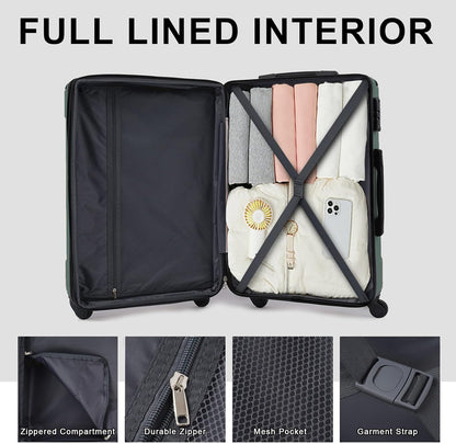 Merax 24 Inch Expandable Checked Luggage, Hardshell ABS Medium Suitcase with Spinner Wheels, TSA Lock, Lightweight Travel Suitcase for Long Trips and Vacations