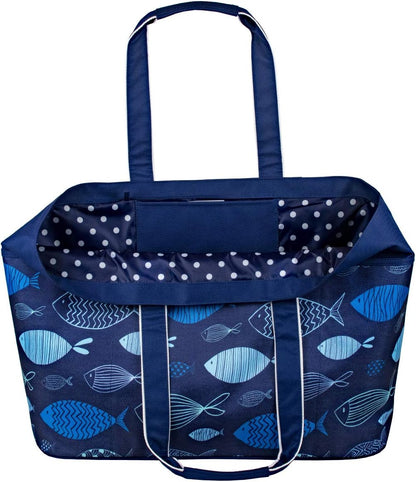 geckobrands Oversized Beach Tote – Large and Stylish Beach Bag with 4 Exterior Pockets and Zippered Internal Compartment
