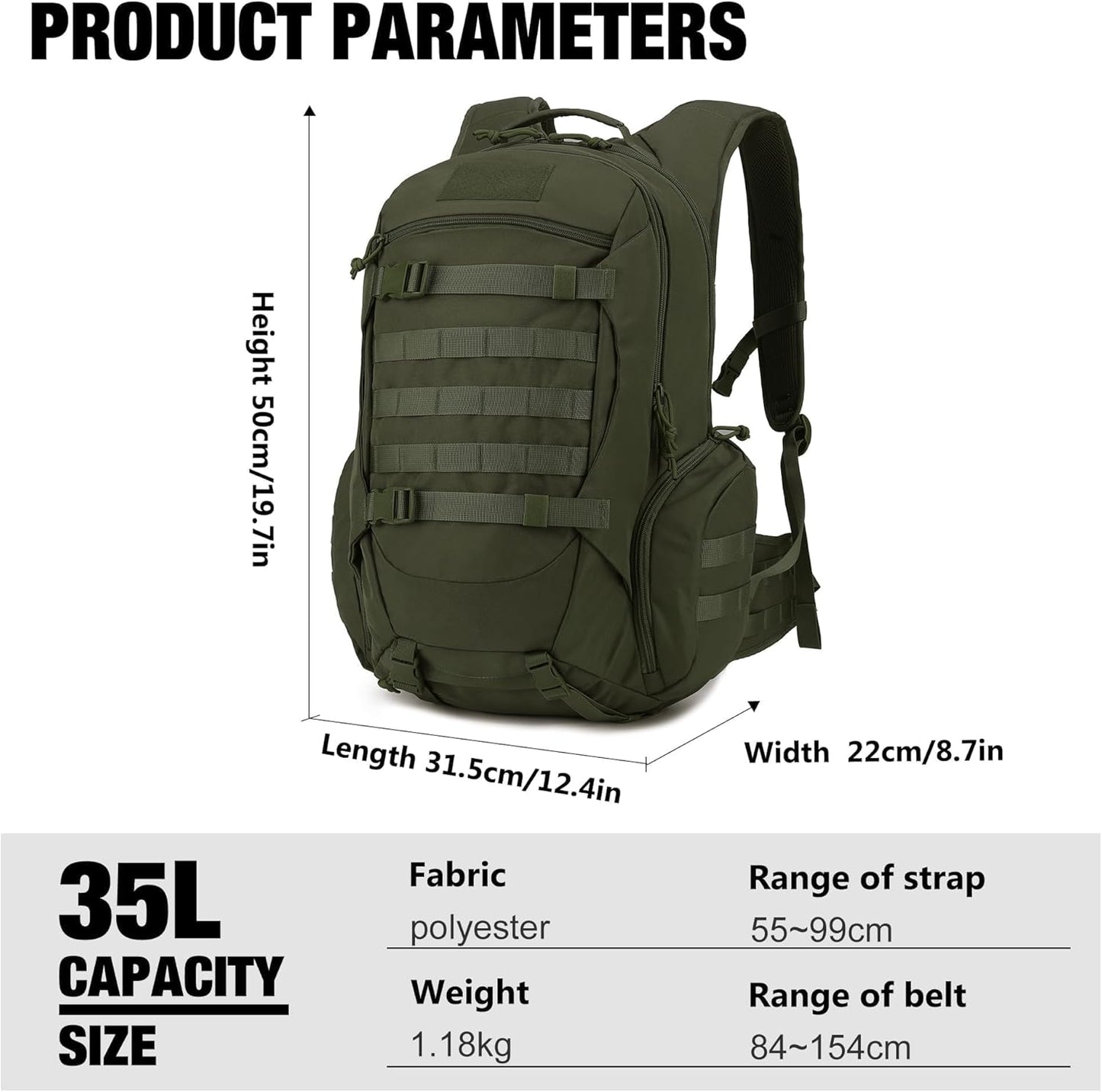 Mardingtop 35L Tactical Backpacks Molle Hiking daypacks for Camping Hiking Military Traveling Motorcycle