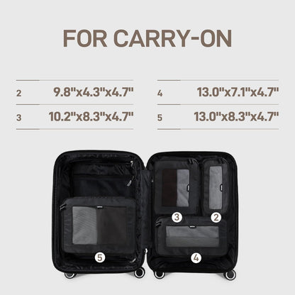 EPICKA TripCozy Compression Packing Cubes - 4 Set Durable Travel Organizer Bags with Mesh Top, Expandable Travel Accessories for Carry on, Luggage, Suitcase, Backpack (Dark Grey)