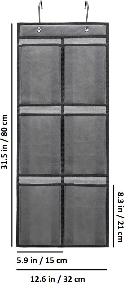 2 Packs Over The Door Hanging Closet Shoes Holder Organizer Shoe Storage Shoe Rack with 6 Pockets (Fabric Pockets)