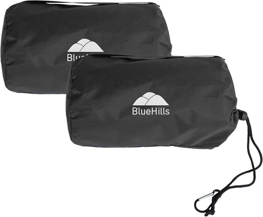 BlueHills Ultra Compact Travel Blanket 2 Pack Large Soft Cozy Portable Blanket Sheet with Carry Case and for Flight Airplane Car Layover Camping Hotel C203-2PK-Black