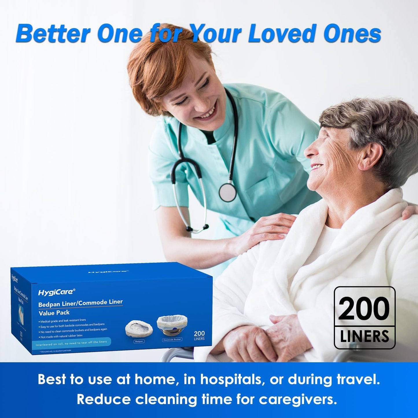 200 Count Enlarged Bedside Commode Liners for Commode Chairs, Bed Pans, and Portable Toilets, Pre-Separated, Leakproof, Sturdy, Disposable, for Adults, Seniors, Medical Care, and Camping