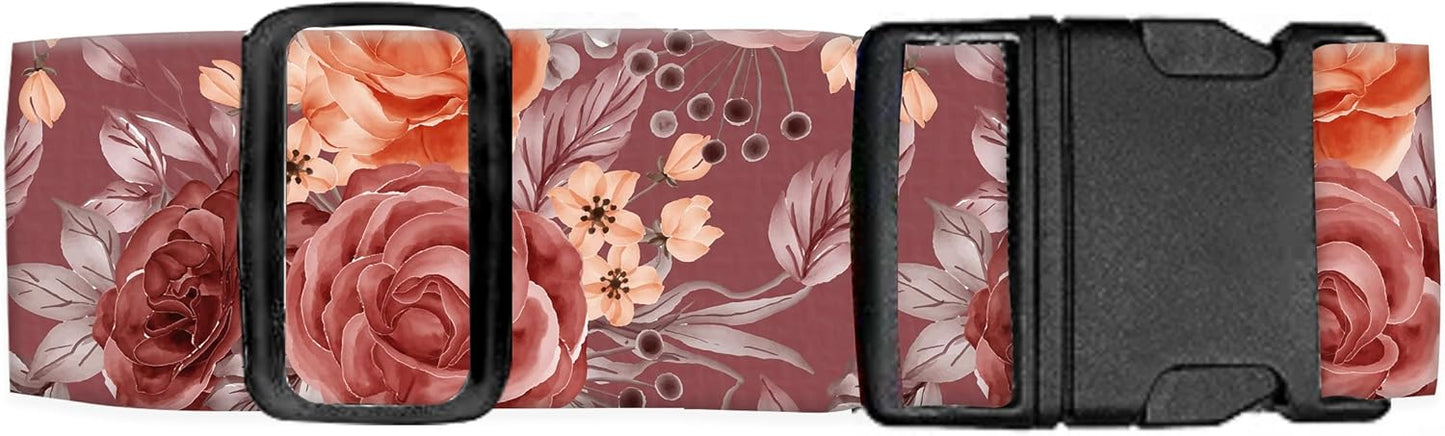 Luggage Straps for Suitcases Travel Belt Accessories, Cute Suitcase Strap, Adjustable Luggage Belt Strap, Heavy Duty with Quick-Release Buckle Luggage Strap Luxury Red Flowers