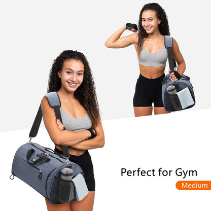 TOPDesign Gym Bag for Women & Men, Unisex Duffel Bag with Shoe Compartment & Wet Pocket for Travel Sports Gym (M Textured Blue)