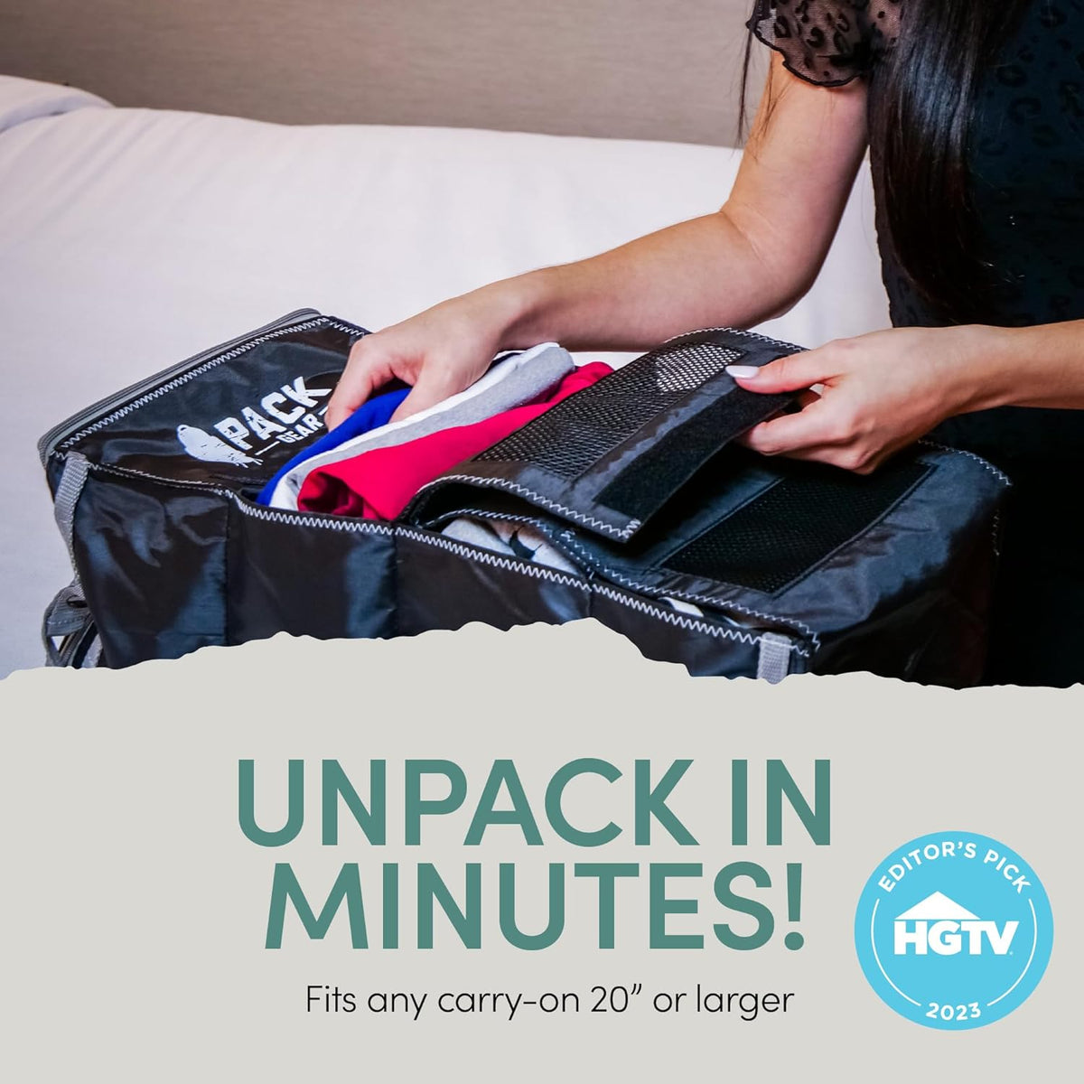 Pack Gear Hanging Luggage Organizer - Our Carry On Closet Insert Fits Any Carry-On - Our Hanging Luggage Organizer Uses Velcro to Allow Instant Access to your Clothes (Mesh Black, Carry-On Size)
