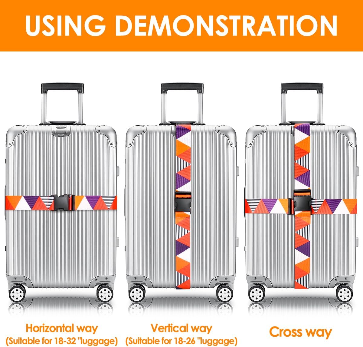 Adjustable Travel Luggage Strap Suitcase Belt Travel Bag Accessories 1.96 in W x 6.23 ft L