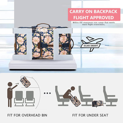 G-FAVOR Travel Backpack for Women, 40L Carry On Backpack Flight Approved Convertible Duffel Bag Backpack Fit for 17.3 Inch Laptop Bag, Floral