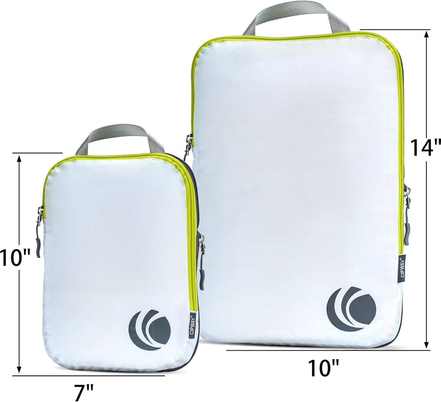 Cipway - 5 Set Compression Packing Cubes for Travel, Ultralight Packing Organizers for Luggage Suitcase & Backpack (White), L
