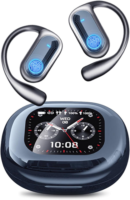 AI Translation Earbuds, Bluetooth 5.4 OWS Headphones with LCD Touch Screen, Real-Time Translator for 144 Languages & Accents, Perfect for Travel, Business & Learning,Sapphire Blue