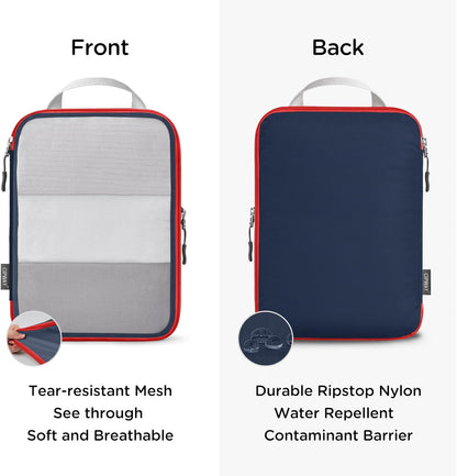 Cipway Compression Packing Cubes Mesh, Lightweight Luggage Organizer Bags with Laundry Bag,Toiletries Bag and Shoe Bag, Travel Essentials for Carry on Suitcase（8Pcs,Blue）